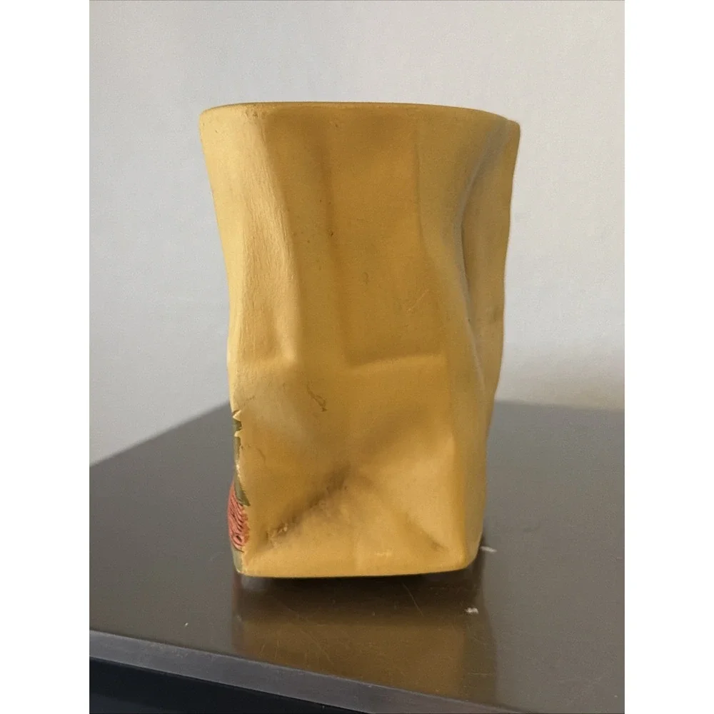 Vtg Southwest Adobe House Paper Bag Ceramic Luminary Candle Holder 4.5